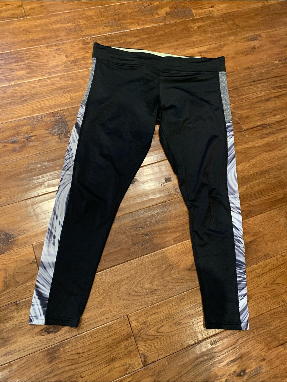 Women’s Black Active Leggings with Side Print
